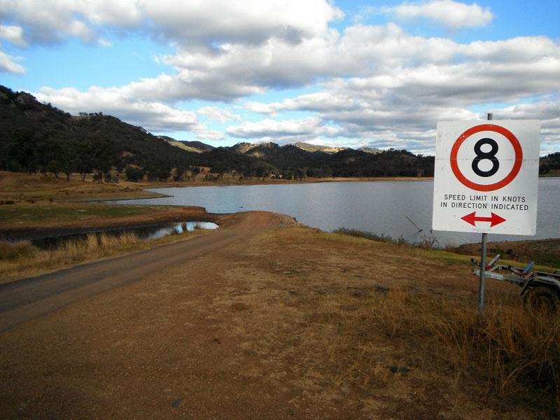 Boat Ramp at Chaffey DamThis boat ramp is usually bitumen (when the dam is full) but when the water gets low it is gravel