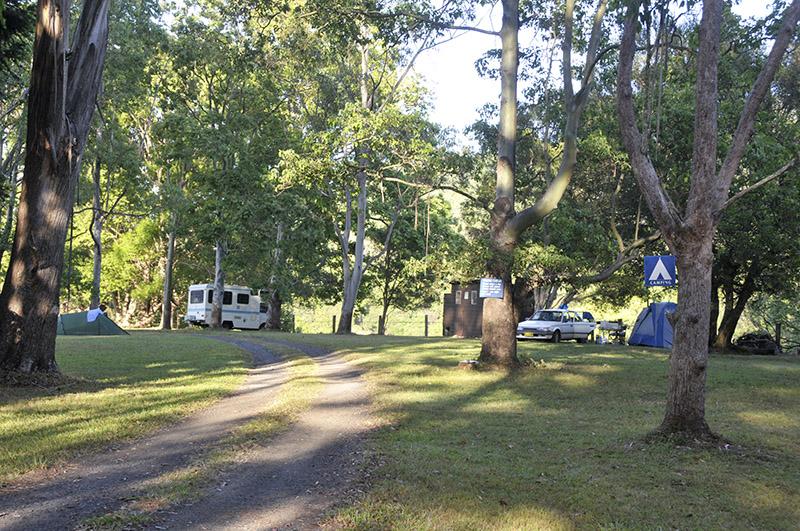 Campsites at the Channon Village CampgroundShady, level campsites at the Channon Village Campground