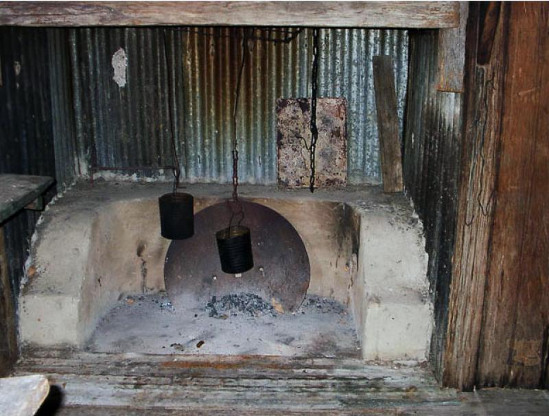 Simple cooking set upThe original kitchen in Youdales Hut. Not for campers to use.