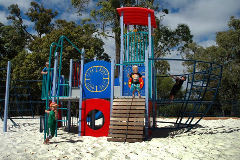 Childrens playground at Lake LeschenaultiaAs if sand, water and bush weren`t enough to keep the kids busy.
