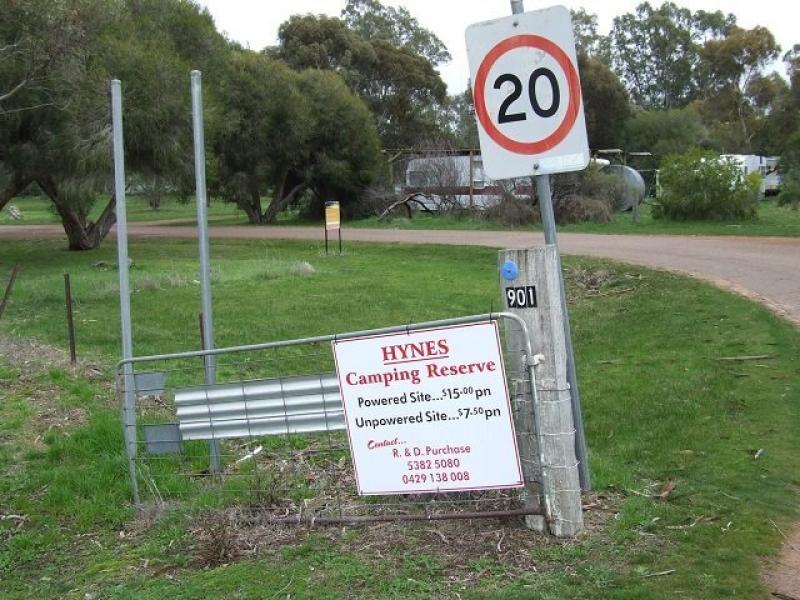 Hynes Camping ReserveInformation sign