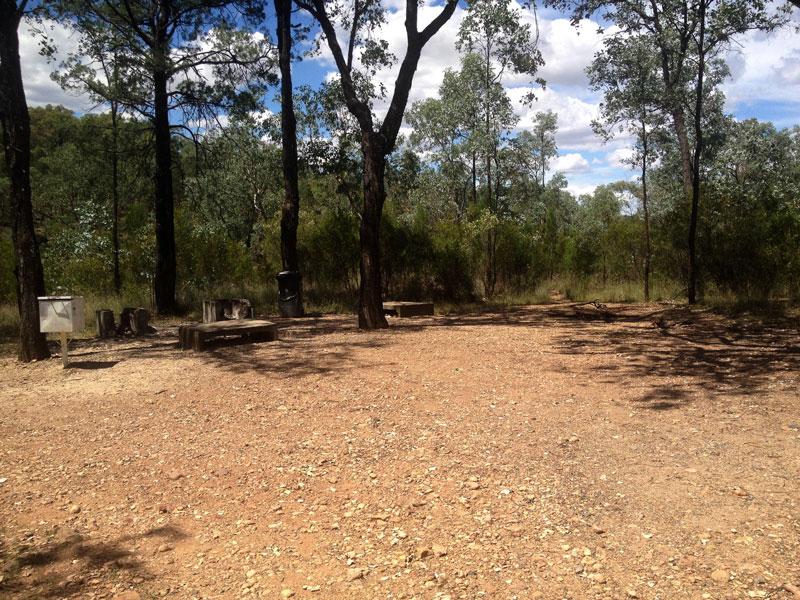 Camping Area at Rocky CreekThe camping area is basic, mostly level, and consists of a gravel base