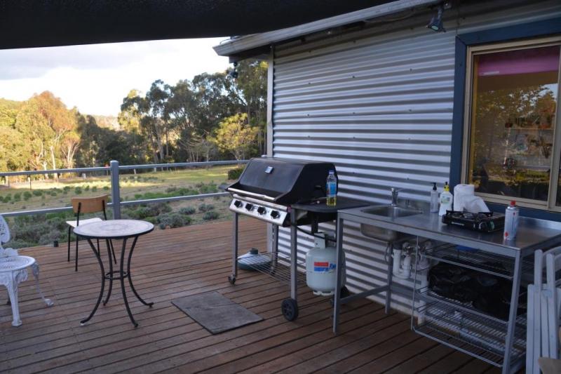 Nannup LavenderCamp Kitchen and dining is on the deck of the tearooms